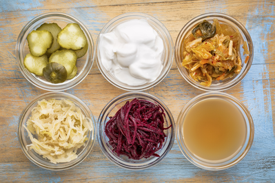 bowls of foods rich in probiotics